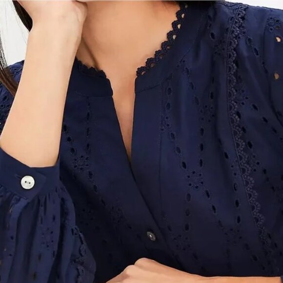 Loft Eyelet Lace Trim Swing Dress XS New With Tags - Picture 3 of 5